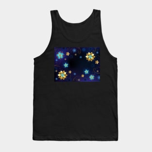 Blue Background with Flowers Tank Top